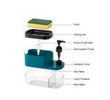 3 in 1 soap pump Dispnecer With Sponge Holder - Kichen Sink & Bathroom